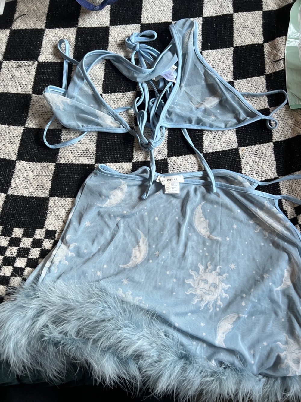 Bear Dance Light Blue Moon & Sun Lace Trim Chemise Set